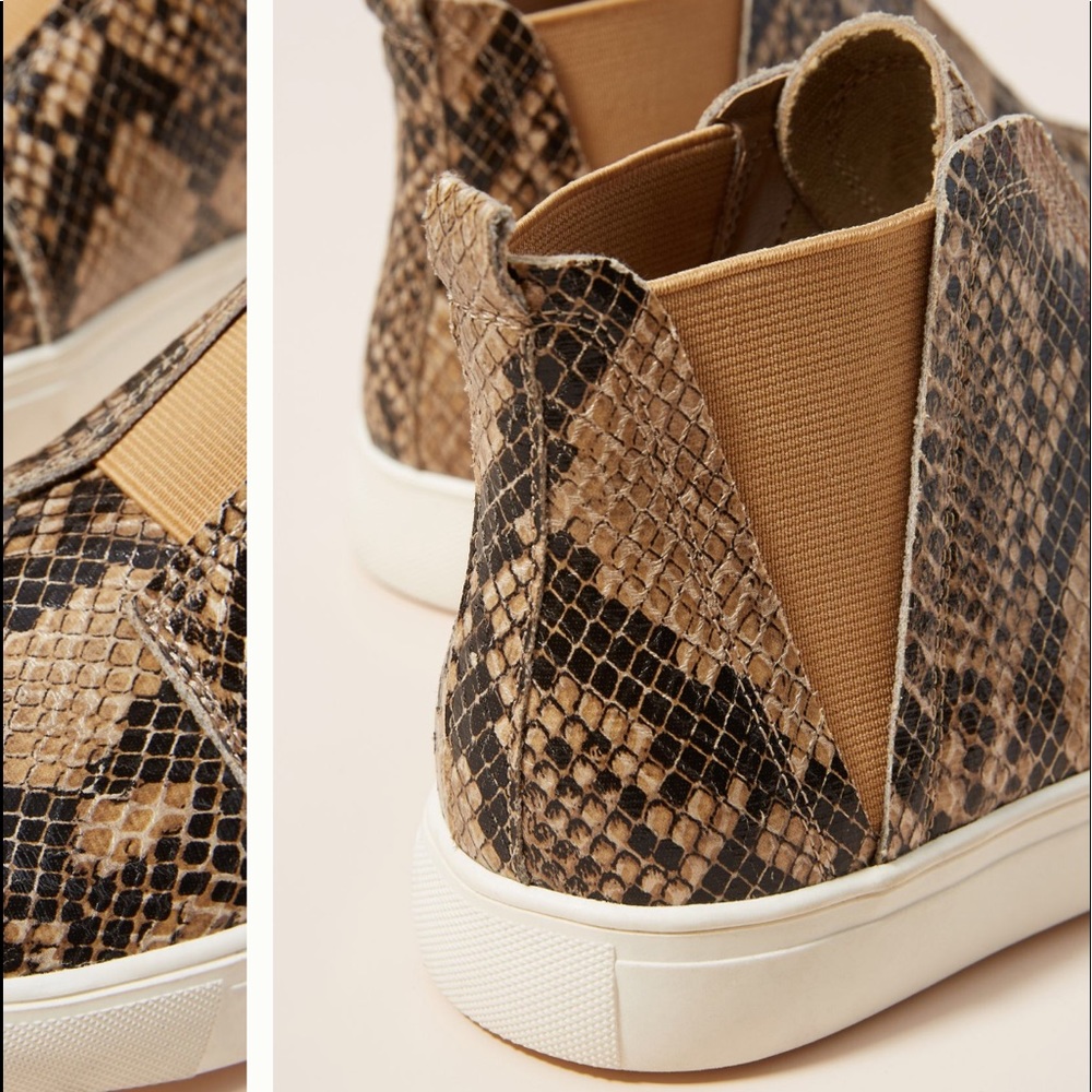 • Anthro leather snakeskin ankle hightop - Picture 4 of 7